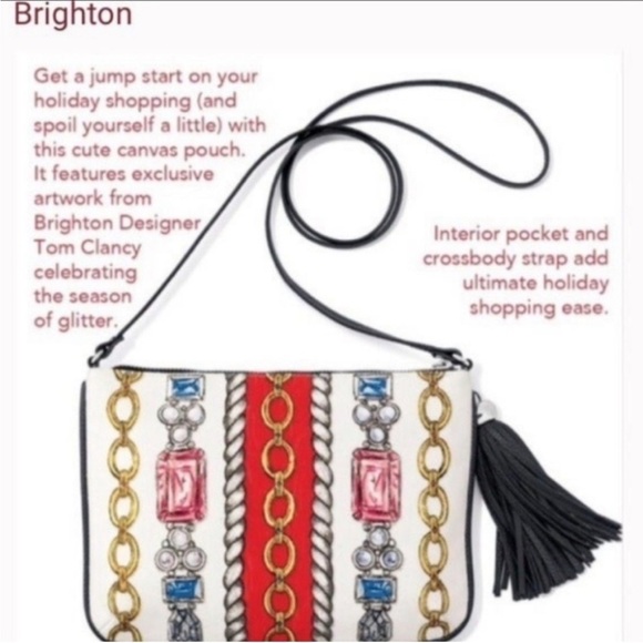 NWT Brighton Glitter & Go Pouch Crossbody Purse Bag Love Chain Diamond Print - Picture 2 of 11